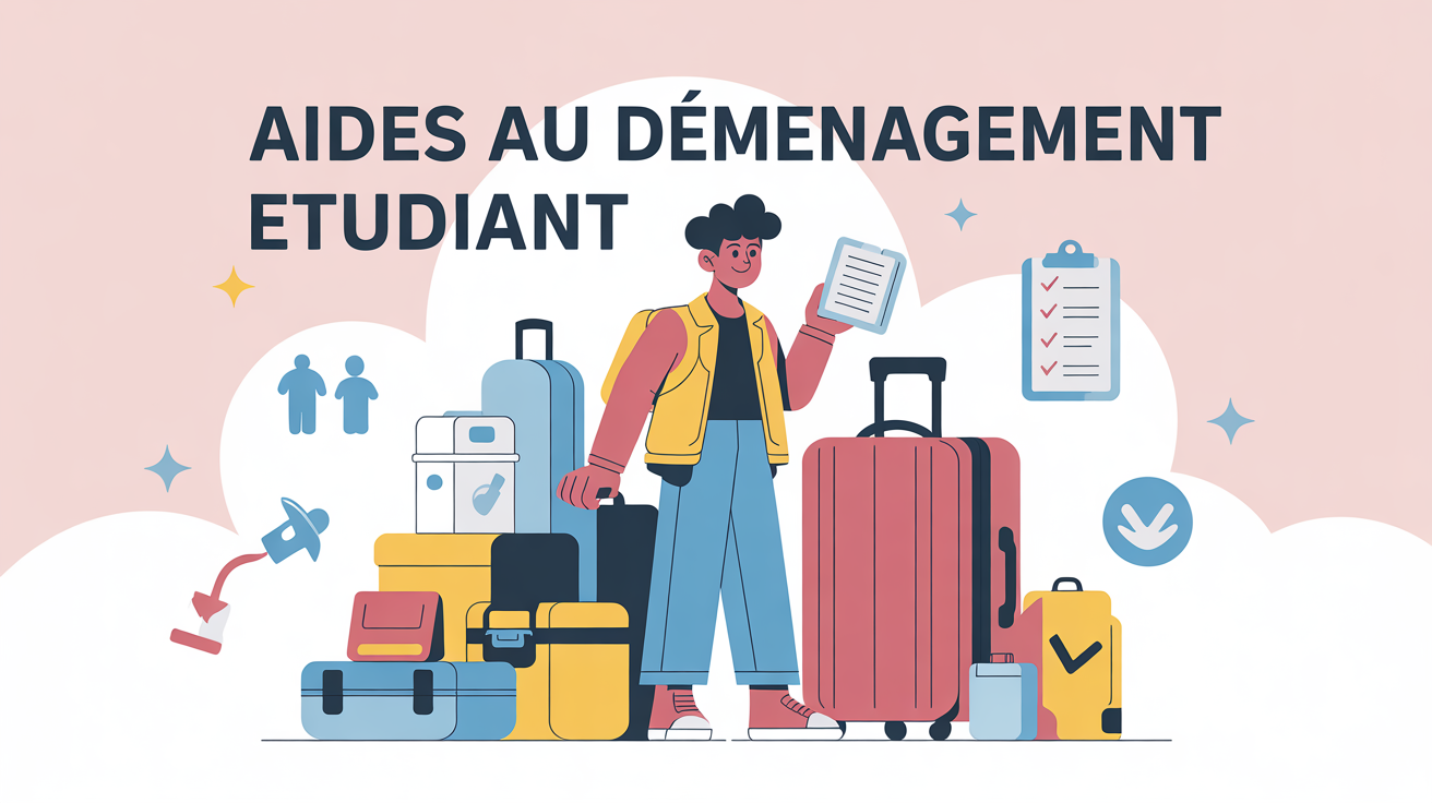 Scene etudiant cartons valise checklist aides demenagement etudiant