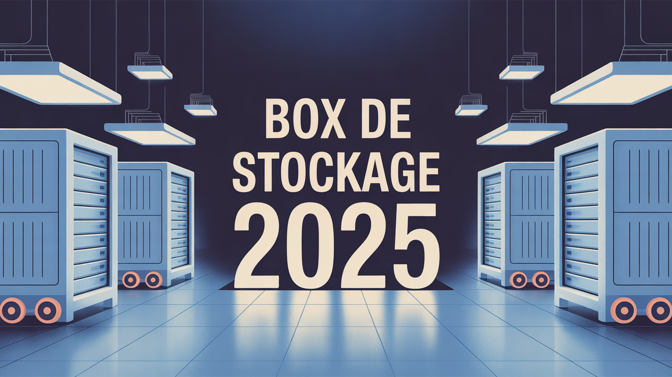 Illustration SEO box de stockage 2025 avec cadenas et chariots