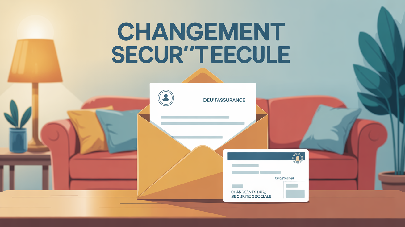 Illustration enveloppe et carte assurance changement adresse securite sociale