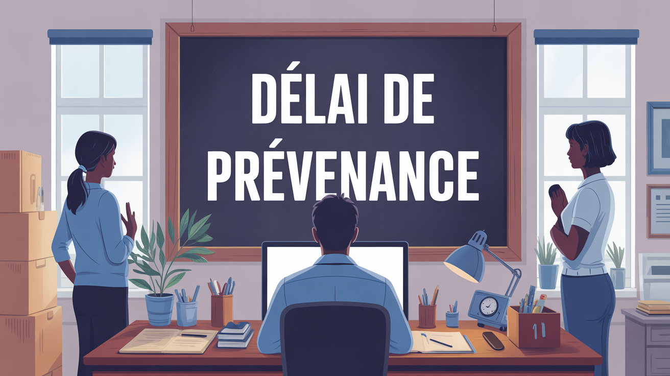 Scene stylisee delai de prevenance bureau cartons demenagement