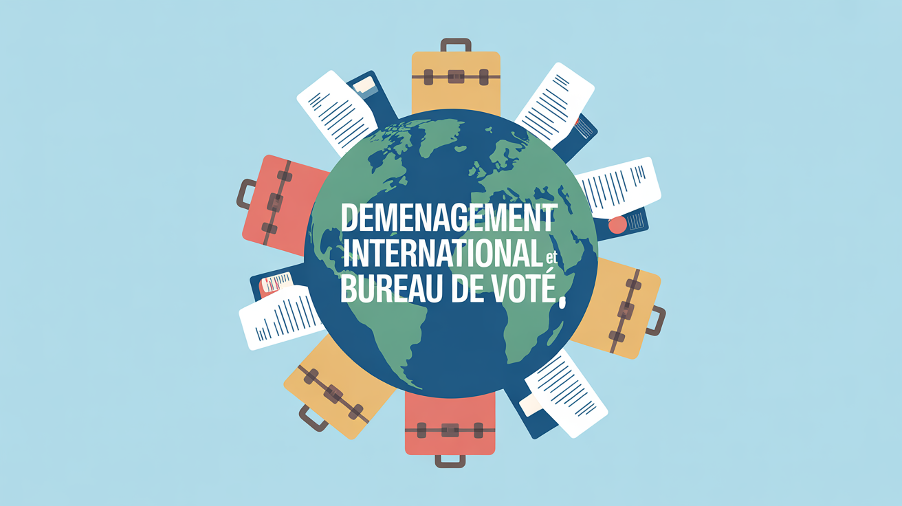 Globe et valises pour demenagement international et bureau de vote