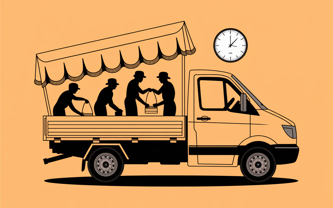 Frigo allongé sécurisé dans camionnette transport horizontal