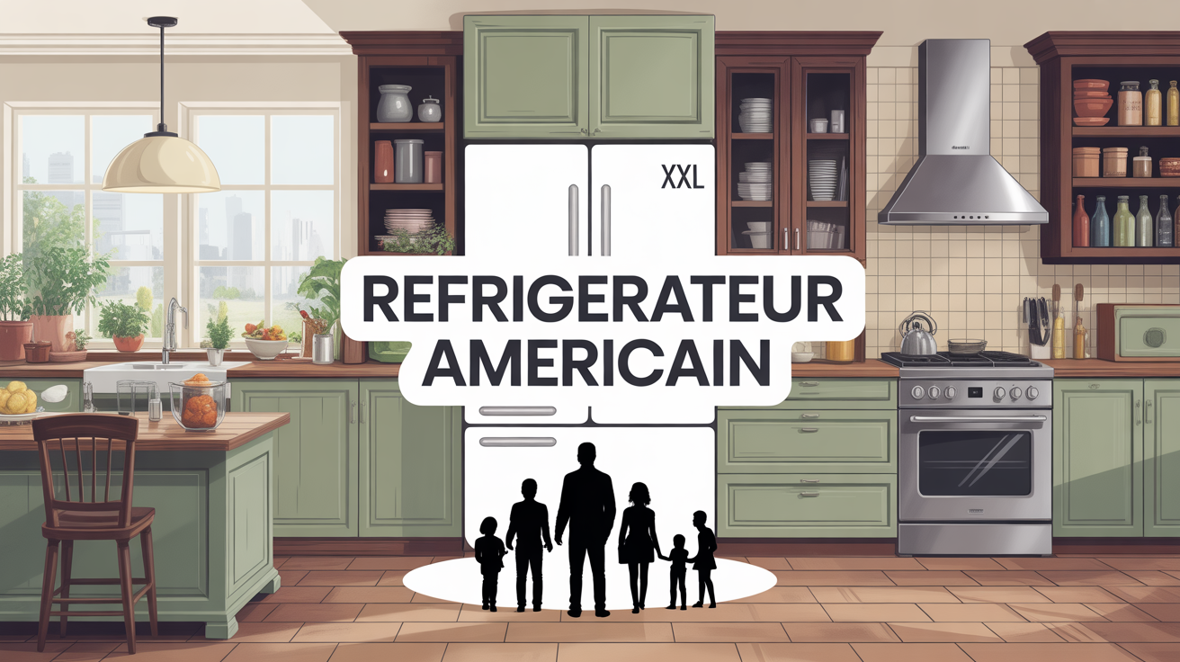 Vue cuisine moderne avec refrigerateur americain XXL