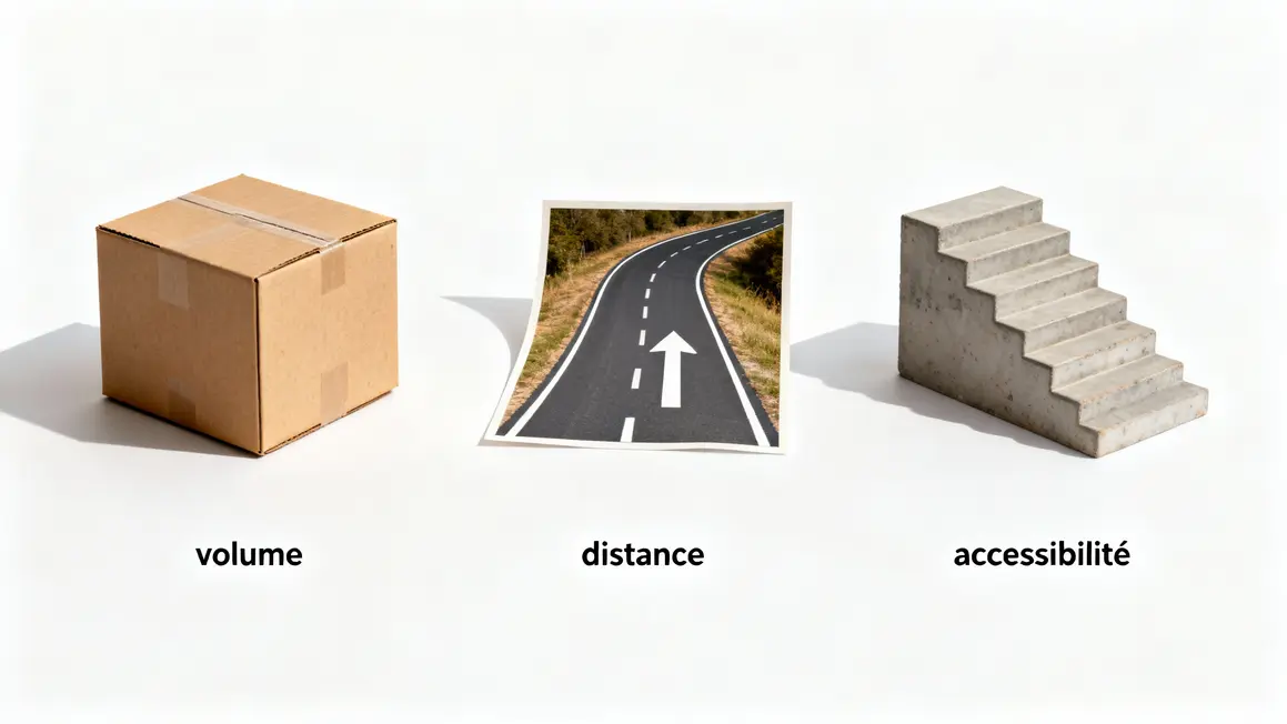 Icones volume distance accessibilite demenagement