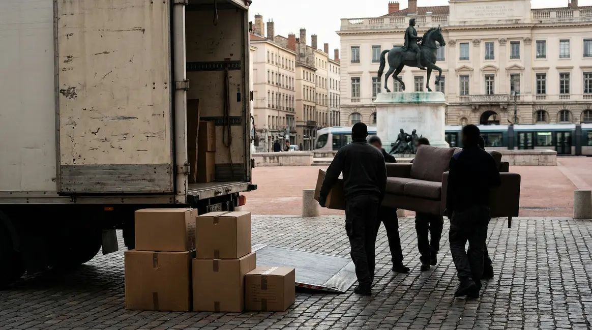 Camion demenagement place Lyon cartons