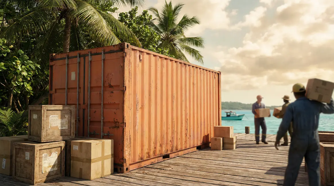 conteneur maritime demenagement polynesie francaise quai tropical preparation