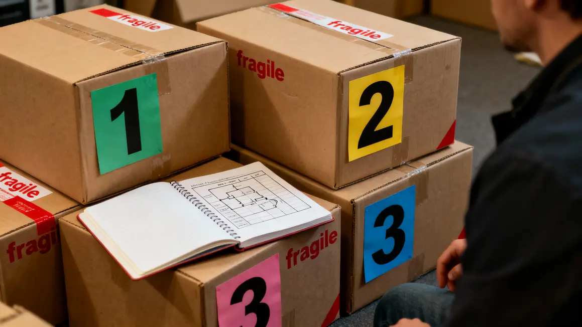 cartons etiquetes demenagement international code couleur fragile inventaire