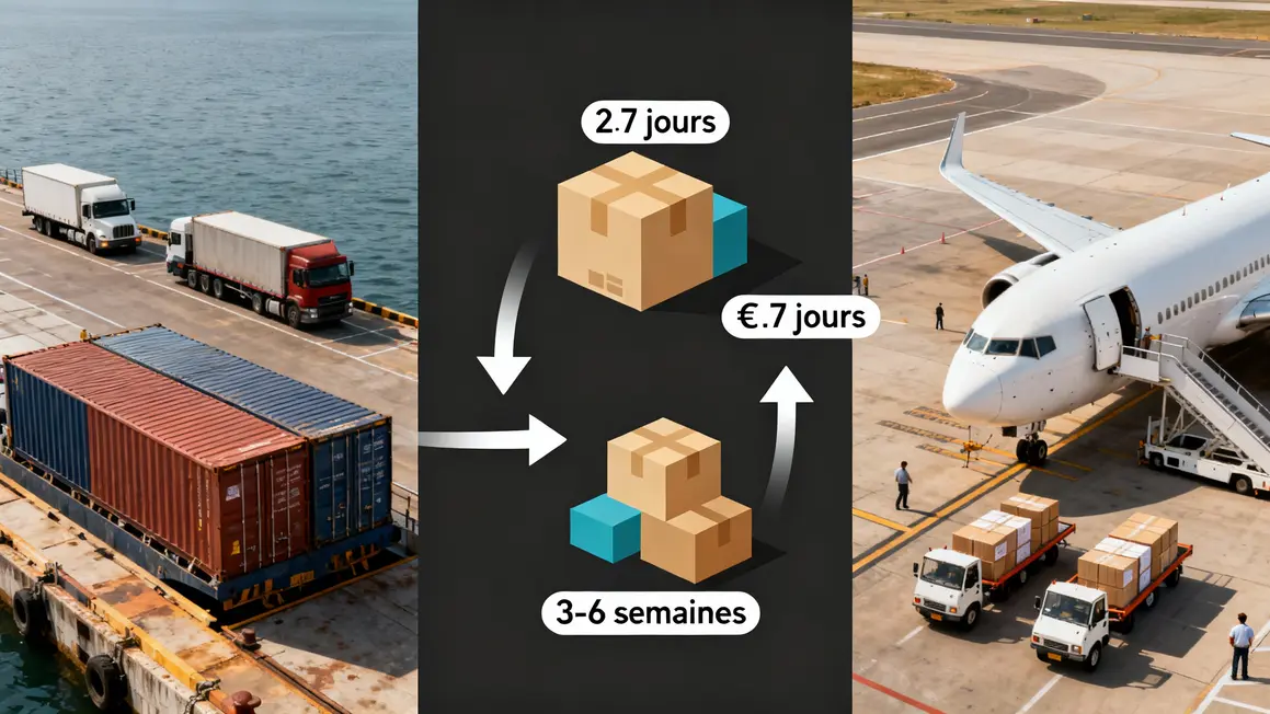 infographie conteneur maritime avion cargo délais et volumes déménagement Guadeloupe