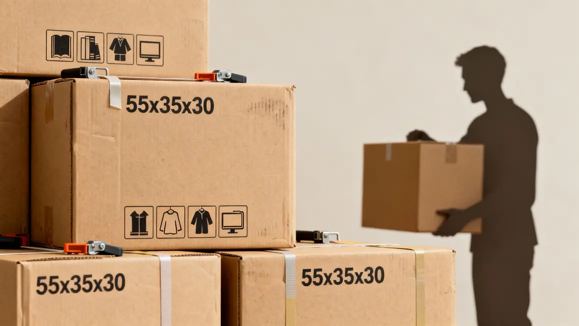 cartons de demenagement standards pas chers empilés