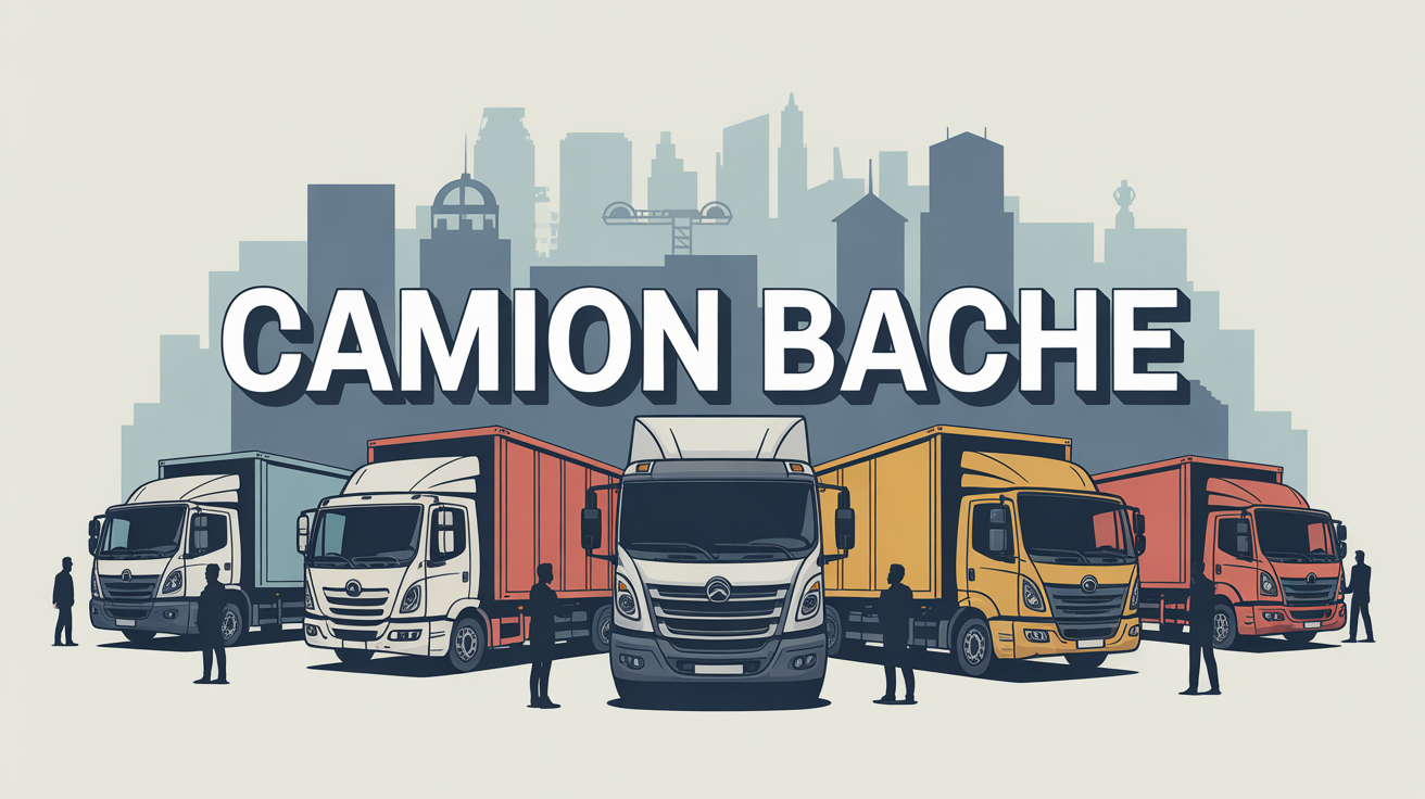 Camion baché en ville plusieurs tailles