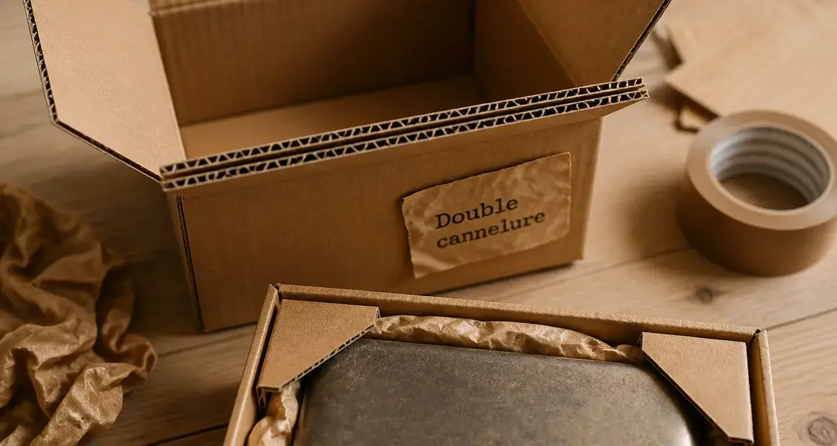 Carton double cannelure kraft : caisse ouverte pour envois lourds 40 kg
